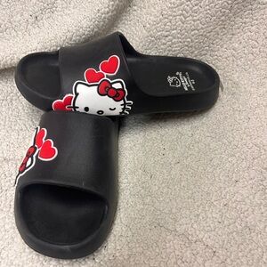 Hello Kitty Black Sandals with Red Hearts